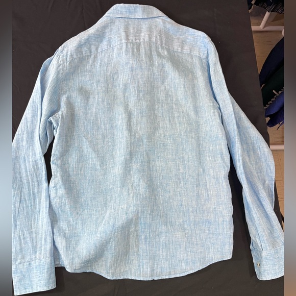 UNTUCKit Men’s 100% Linen Sky Blue Long Sleeve Button down. Slim Fit Medium - Picture 3 of 10